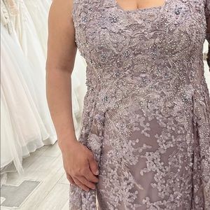 Very elegant wedding long train gowns smoke purple  and silver beads size 16